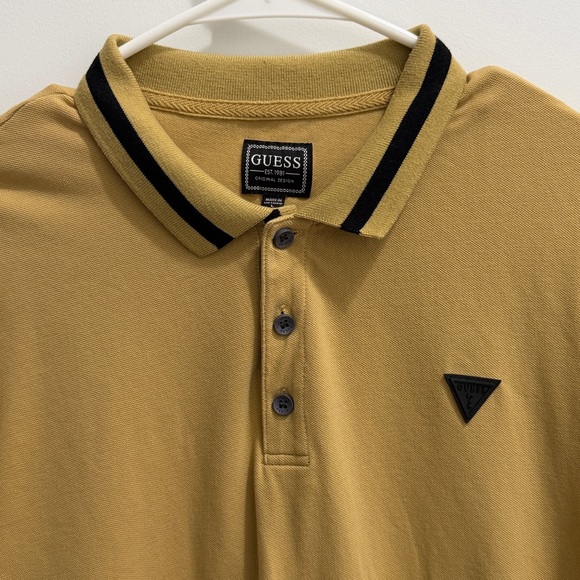 Guess Men Polo Shirt Logo Size L Beige Cotton - Picture 2 of 4